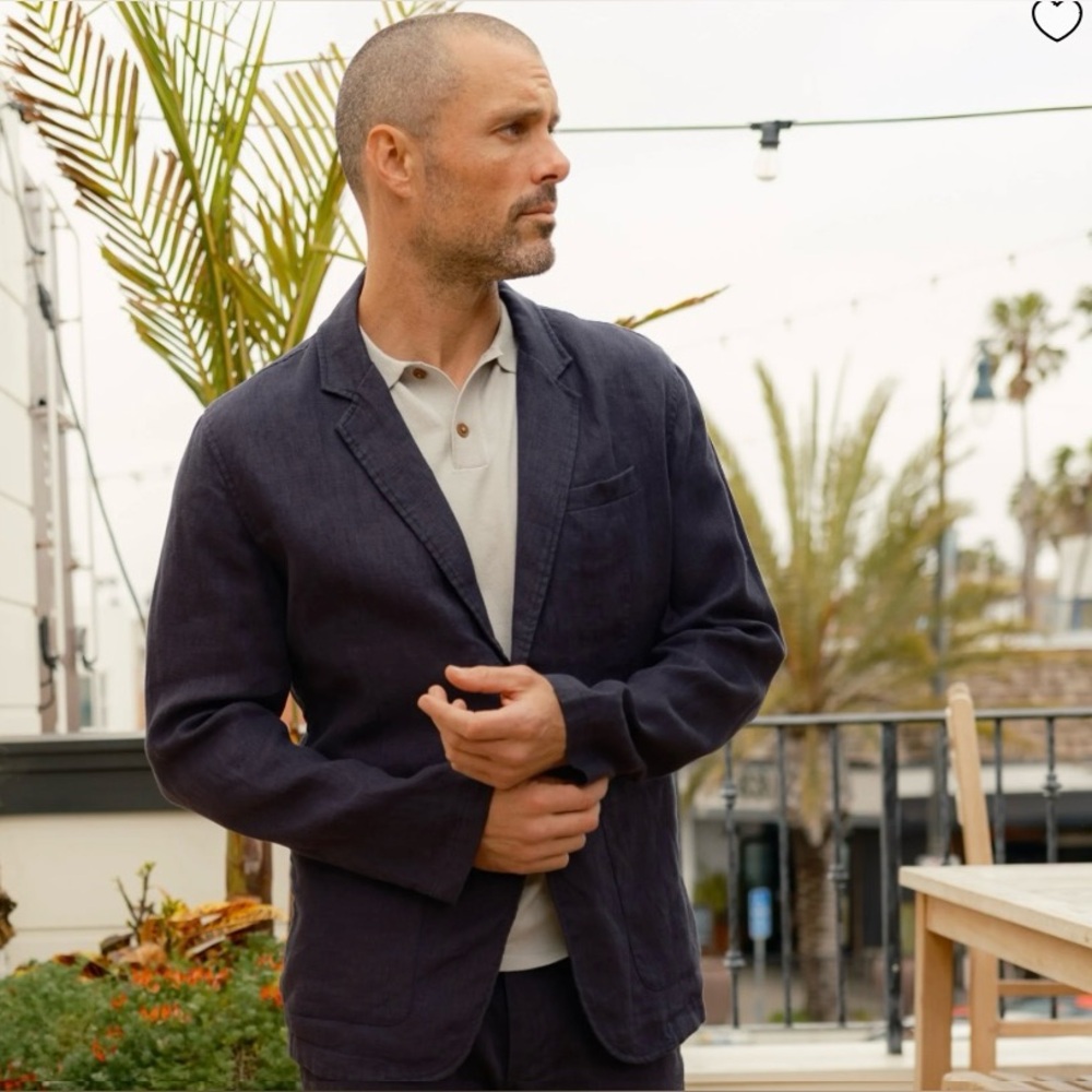 Men’s Grayers Bal Harbour Two Button Linen Blazer Navy Blue Medium